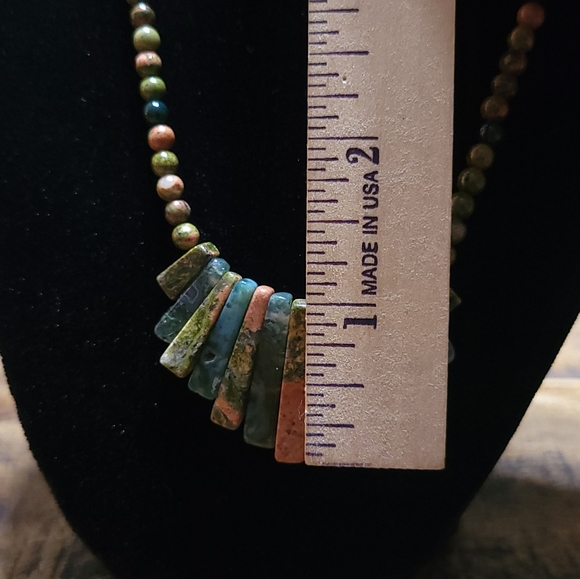 Natural Unakite and Sterling Necklace - Picture 7 of 7